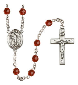 Silver Plated 6mm Fire Polished Saint Lazarus Rosary in Ruby