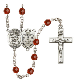 Silver-Plated 6mm Saint Michael/1St Responder Rosary