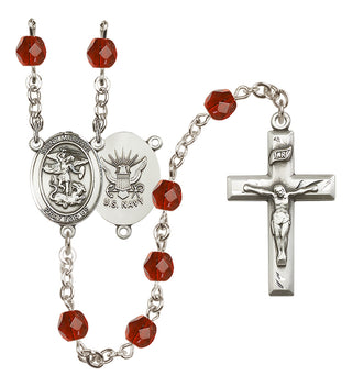 Silver-Plated 6mm Saint Michael / Navy Rosary