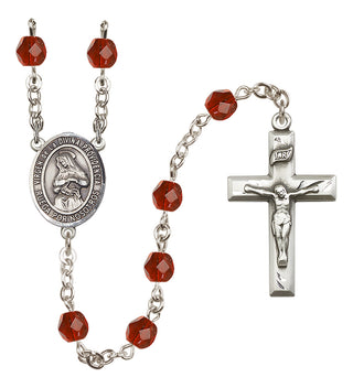 Silver Plated 6mm Fire Polished Virgen de la Divina Providencia Rosary in Ruby