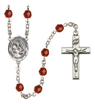 Silver Plated 6mm Fire Polished San Ramon Nonato Rosary in Ruby
