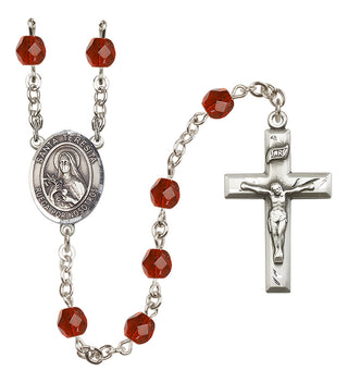 Silver Plated 6mm Fire Polished Santa Teresita Rosary in Ruby