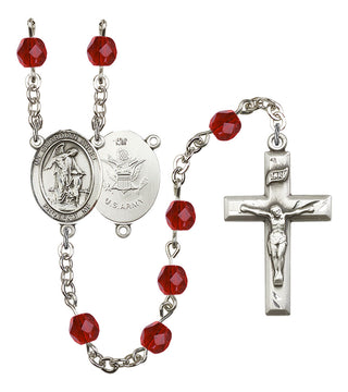Guardian Angel and Army Rosary with Ruby Beads