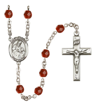 Silver-Plated 6mm Saint Ambrose  Engraved Catholic Rosaries
