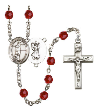 Saint Christopher and Volleyball Rosary with Ruby Beads