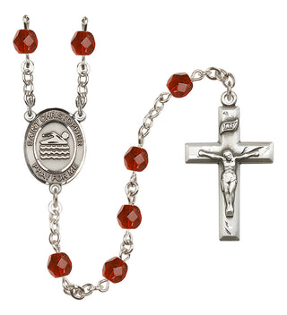 Silver-Plated 6mm Saint Christopher/Swimming Rosary