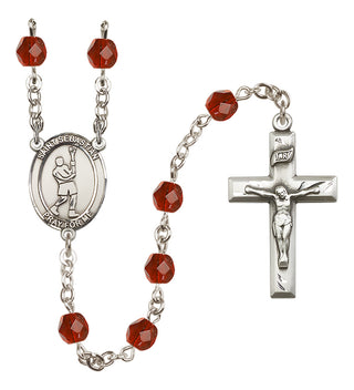 Silver-Plated 6mm Saint Sebastian/Lacrosse Rosary