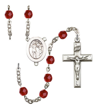 Saint Sebastian and Volleyball Rosary with Ruby Beads