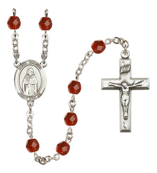 Silver Plated 6mm Fire Polished Saint Samuel Rosary in Ruby