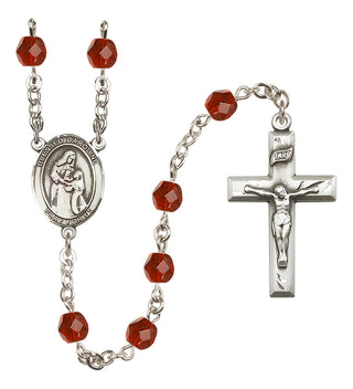 Silver Plated 6mm Fire Polished Blessed Caroline Gerhardinger Rosary in Ruby