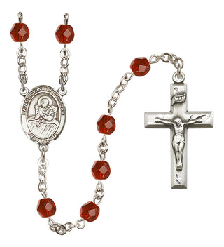 Silver Plated 6mm Fire Polished Saint Lidwina of Schiedam Rosary in Ruby