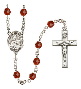 Silver Plated 6mm Fire Polished Our Lady of Prompt Succor Rosary in Ruby