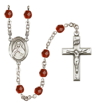 Silver Plated 6mm Fire Polished Saint Olivia Rosary in Ruby