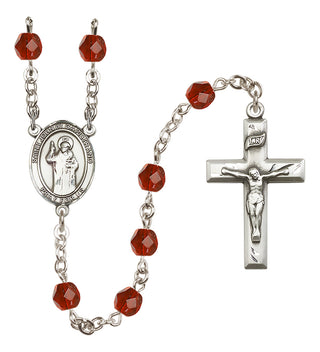 Silver Plated 6mm Fire Polished Saint John of Capistrano Rosary in Ruby
