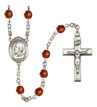 Silver Plated 6mm Fire Polished Pope Saint Eugene I Rosary in Ruby
