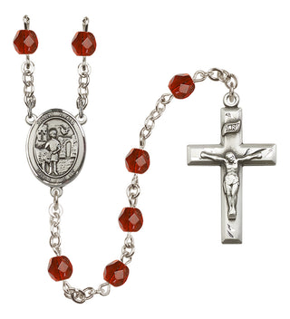 Silver Plated 6mm Fire Polished Saint Vitus Rosary in Ruby