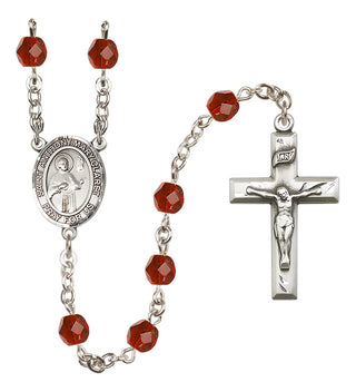 Silver Plated 6mm Fire Polished Saint Anthony Mary Claret Rosary in Ruby