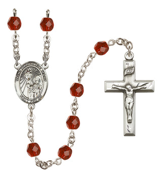 Silver Plated 6mm Fire Polished Saint Margaret Mary Alacoque Rosary in Ruby