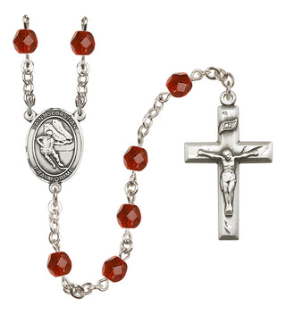 Silver-Plated 6mm Saint Sebastian / Hockey Rosary