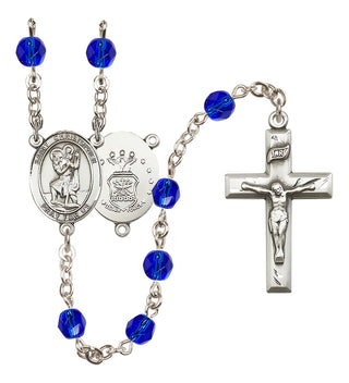 Silver-Plated 6mm Saint Christopher / Air Force Rosary