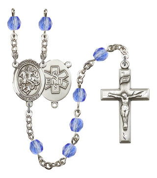 Saint George and EMT Rosary with Sapphire Beads