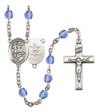 Saint George and Army Rosary with Sapphire Beads