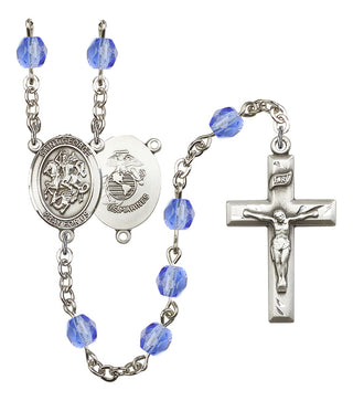 Saint George and Marines Rosary with Sapphire Beads