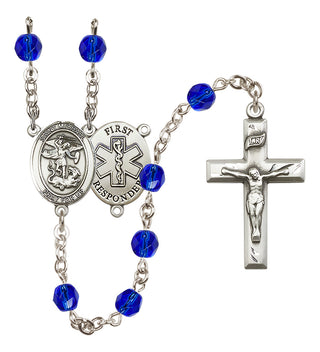 Silver-Plated 6mm Saint Michael/1St Responder Rosary