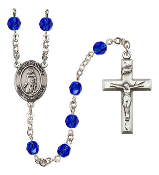 Silver Plated 6mm Fire Polished San Peregrino Rosary in Sapphire