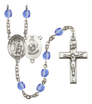 Guardian Angel and Marine Corp Rosary with Sapphire Beads
