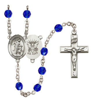 Silver-Plated 6mm Guardian Angel / Navy Rosary