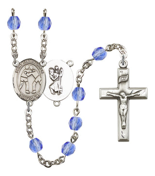 Saint Christopher and Wrestling Rosary with Sapphire Beads