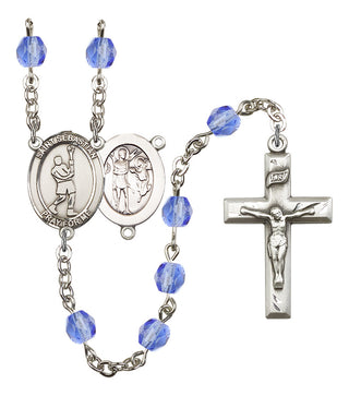 Saint Sebastian and Lacrosse Rosary with Sapphire Beads