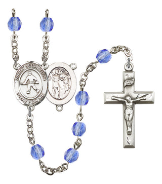 Saint Sebastian and Field Hockey Rosary with Sapphire Beads