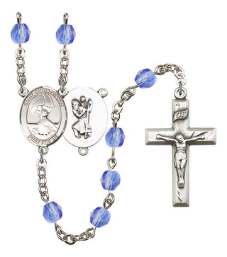 Saint CHRISTOPHER and Water Polo-Women Rosary with Sapphire Beads