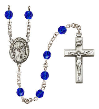 Silver Plated 6mm Fire Polished San Juan de la Cruz Rosary in Sapphire