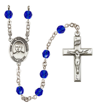 Silver Plated 6mm Fire Polished Saint Jose Sanchez del Rio Rosary in Sapphire
