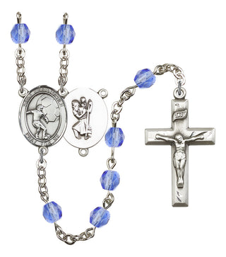 Saint Christopher and Soccer Rosary with Sapphire Beads