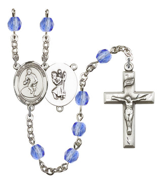 Saint Christopher and Wrestling Rosary with Sapphire Beads