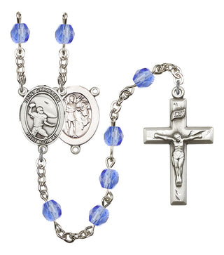 Saint Sebastian and Football Rosary with Sapphire Beads