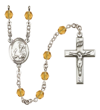 Silver Plated 6mm Fire Polished Saint Andrew the Apostle Rosary in Topaz