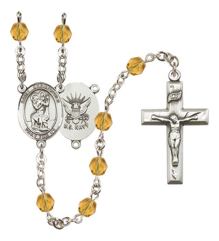 Silver-Plated 6mm Saint Christopher / Navy Rosary