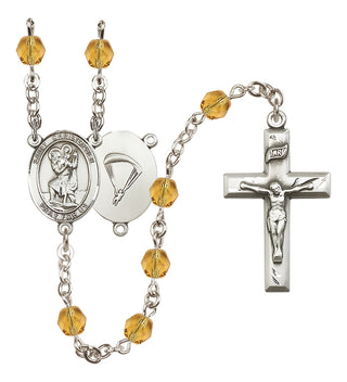 Silver-Plated 6mm Saint Christopher / Paratrooper Rosary