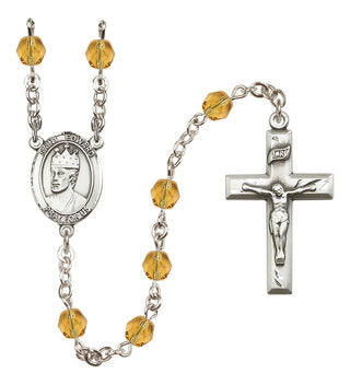 Silver-Plated 6mm Saint Edward the Confessor  Engraved Catholic Rosaries