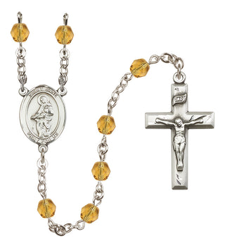 Silver Plated 6mm Fire Polished Saint Jane of Valois Rosary in Topaz