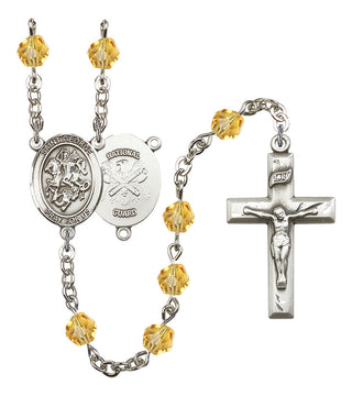 Saint George and Nat'l Guard Rosary with Topaz Beads