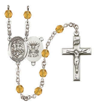 Silver-Plated 6mm Saint George / Navy Rosary