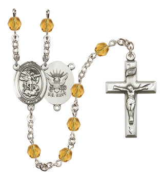 Silver-Plated 6mm Saint Michael / Navy Rosary