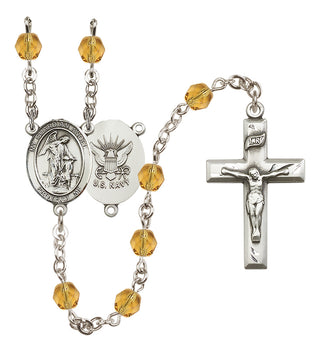 Silver-Plated 6mm Guardian Angel / Navy Rosary