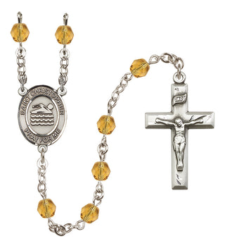 Silver-Plated 6mm Saint Christopher/Swimming Rosary